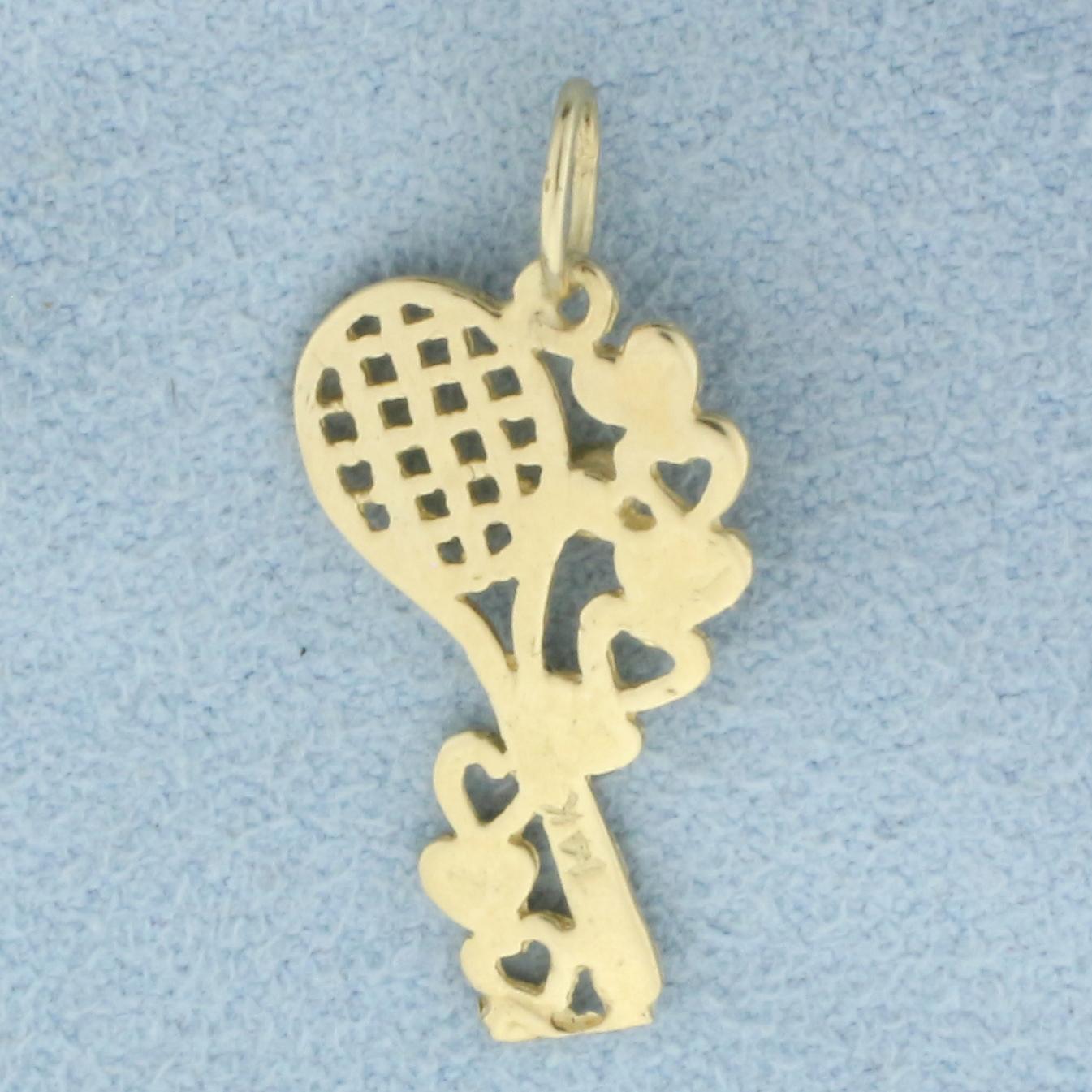 Diamond Cut Racket Pendants In 14k Yellow Gold