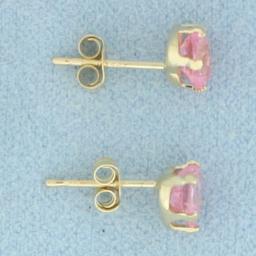 Heart Morganite Stud Earrings In 14k Yellow Gold