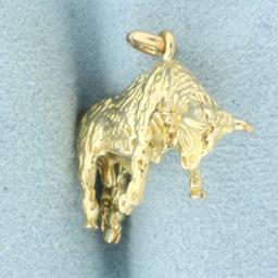Bull Charm Or Pendant In 10k Yellow Gold