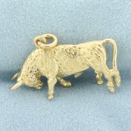 Bull Charm Or Pendant In 10k Yellow Gold