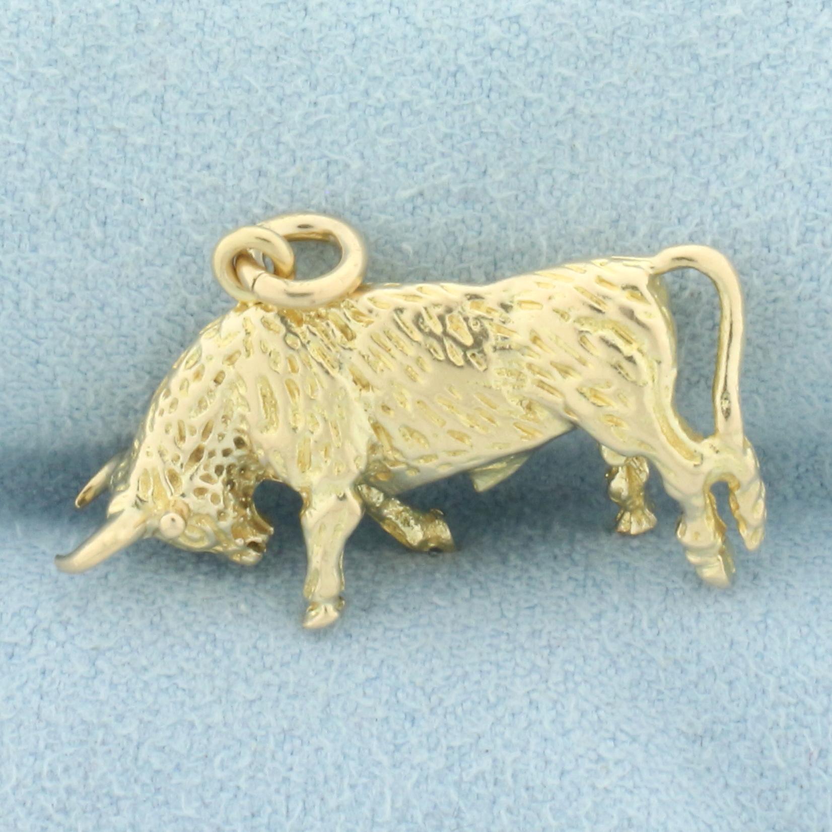 Bull Charm Or Pendant In 10k Yellow Gold