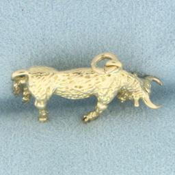 Bull Charm Or Pendant In 10k Yellow Gold