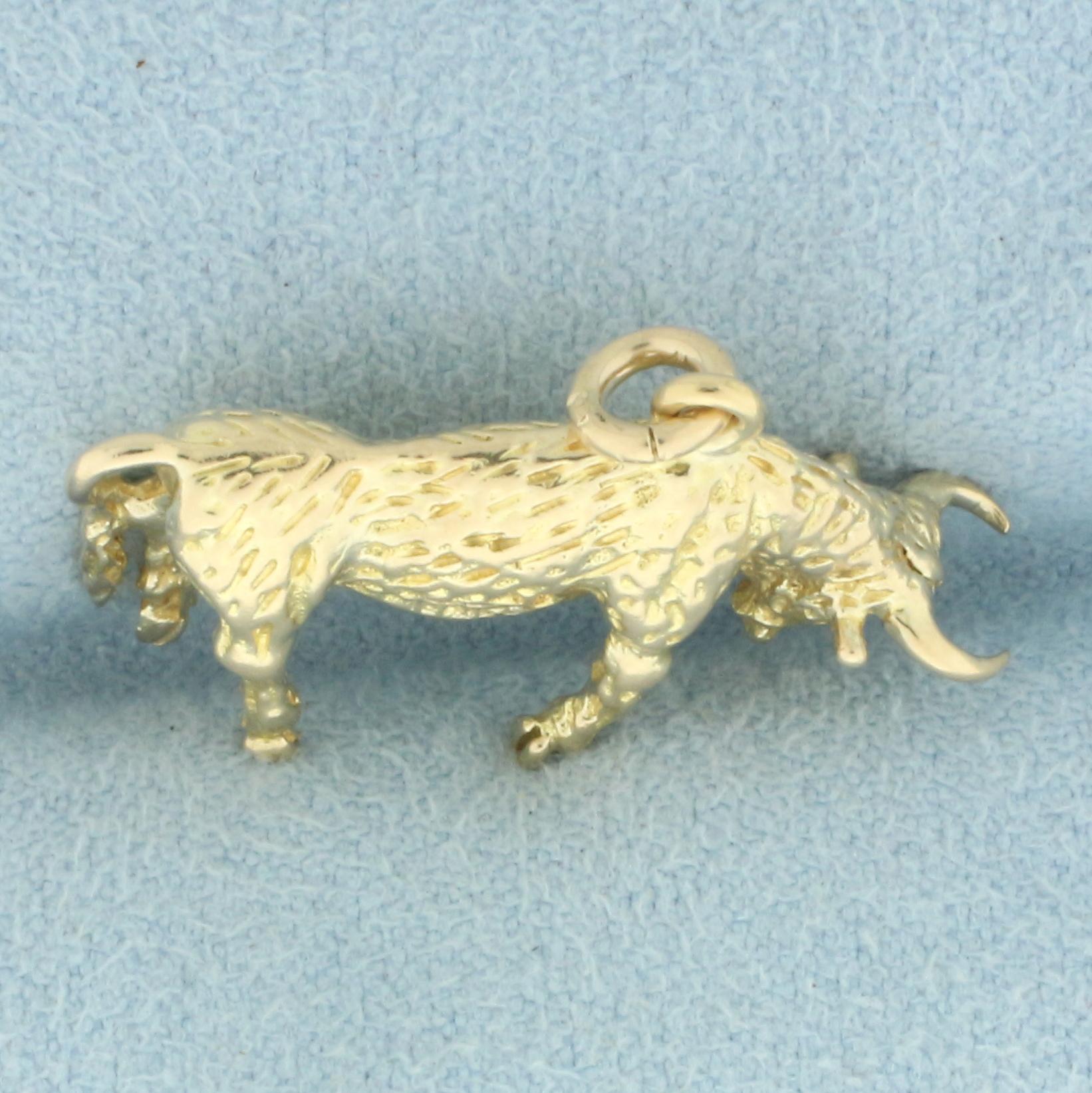 Bull Charm Or Pendant In 10k Yellow Gold