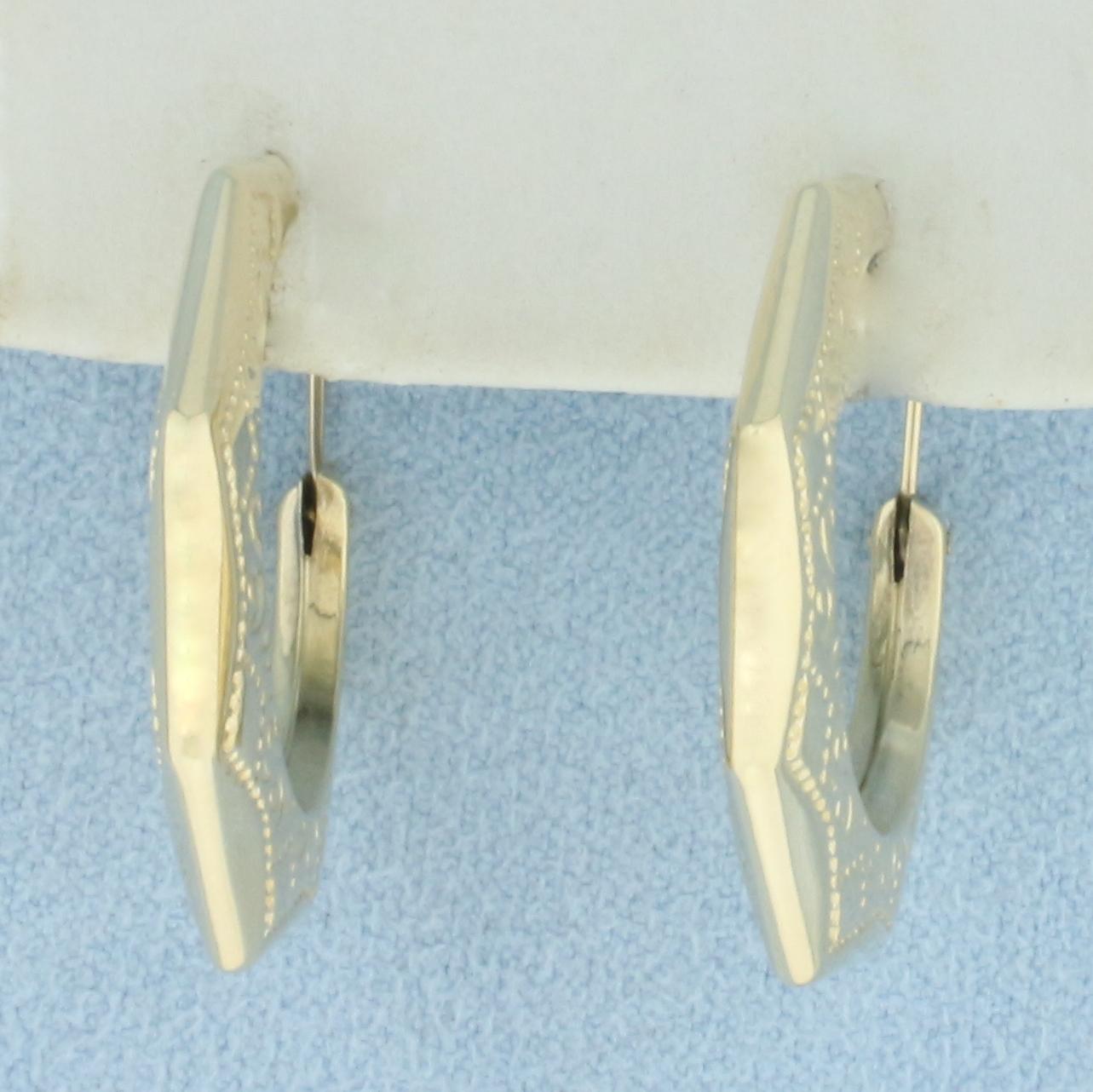Embossed Hoop Earrings In 14k Yellow Gold