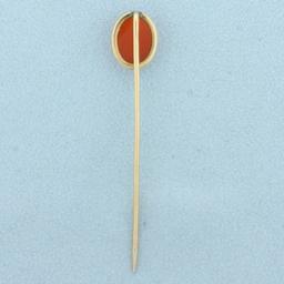 Vintage Hand Carved Cameo Stick Pin In 14k Yellow Gold
