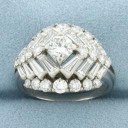 4ct Baguette And Round Diamond Cocktail Ring In Platinum