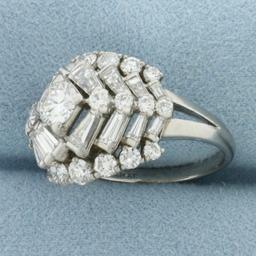 4ct Baguette And Round Diamond Cocktail Ring In Platinum