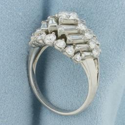 4ct Baguette And Round Diamond Cocktail Ring In Platinum