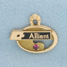 Vintage Alliant Ruby Charm In 10k Yellow Gold
