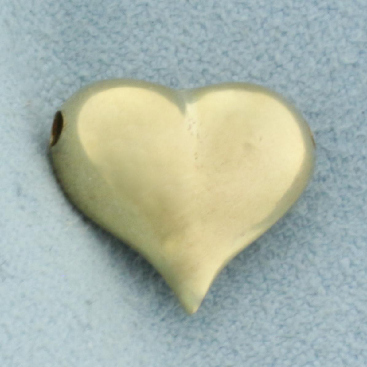 Puffy Heart Pendant Slide In 14k Yellow Gold