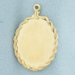 Engravable Oval Pendant Or Charm In 14k Yellow Gold