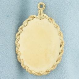 Engravable Oval Pendant Or Charm In 14k Yellow Gold