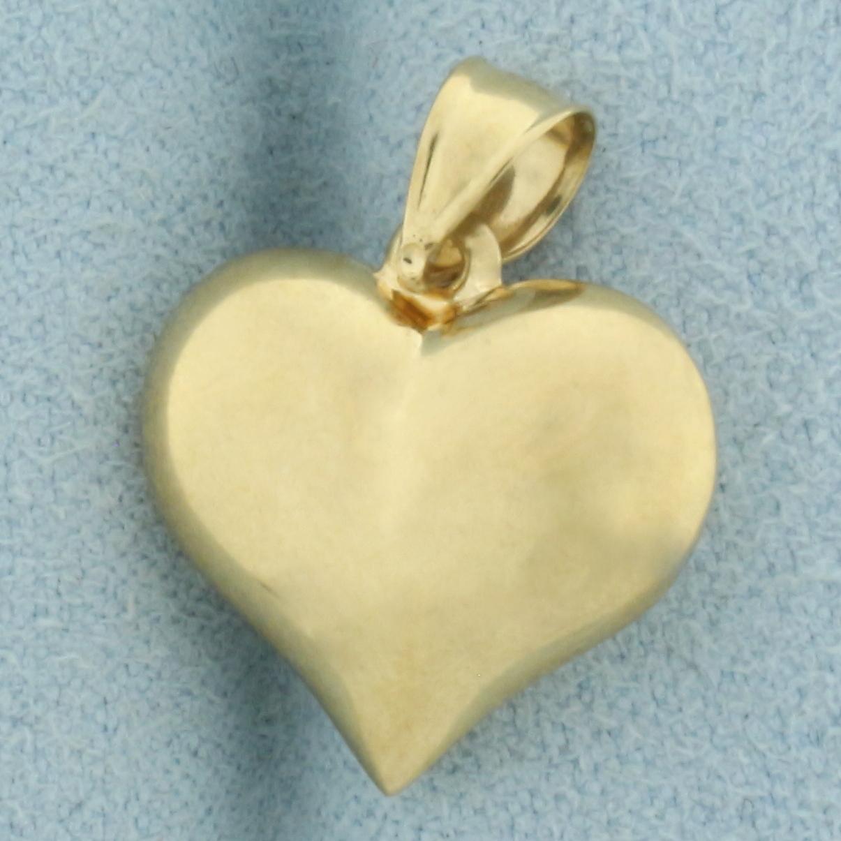 3-d Heart Pendant Or Charm In 14k Yellow Gold