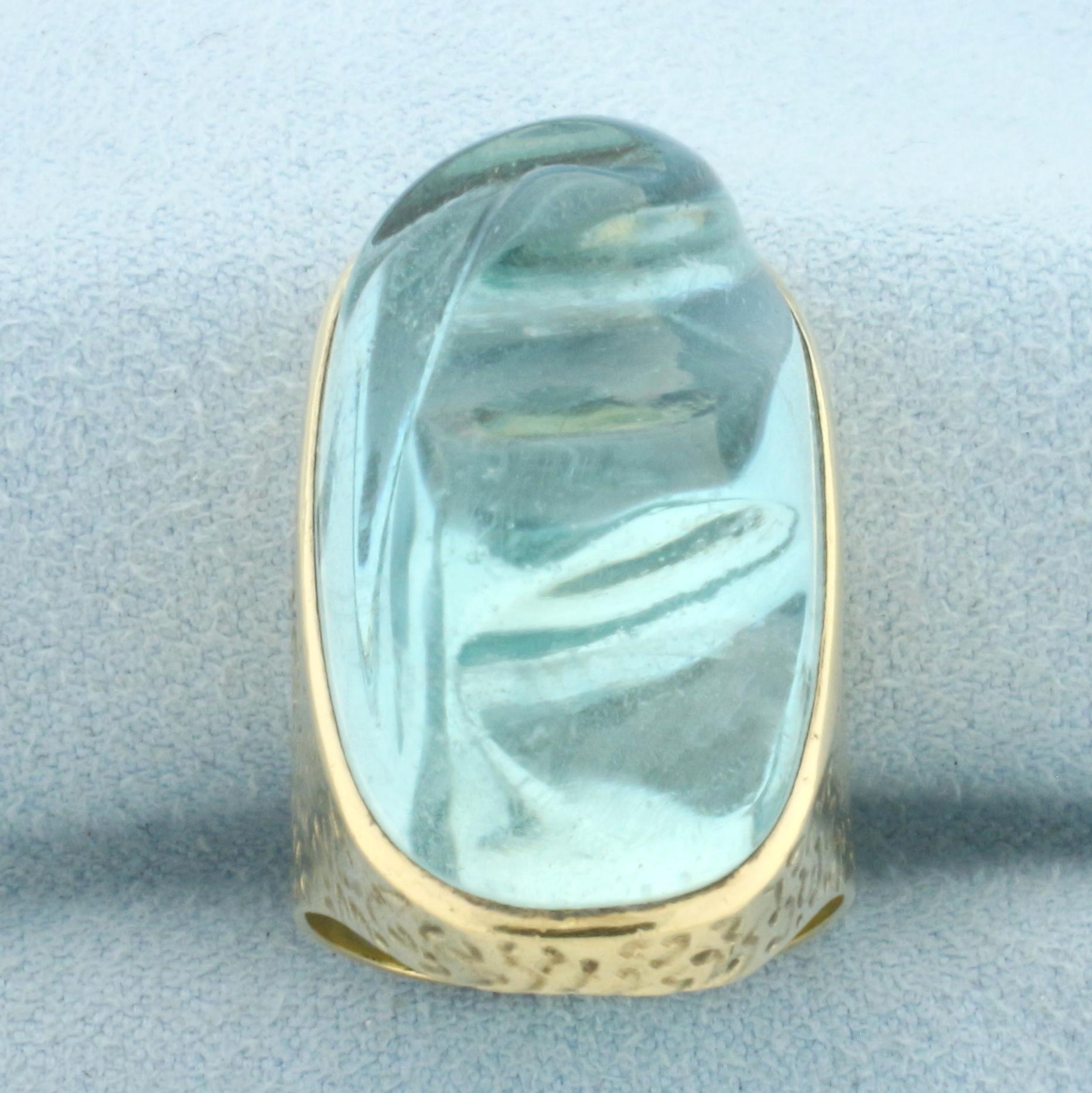 Aquamarine Statement Ring In 18k Yellow Gold