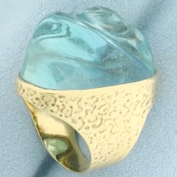 Aquamarine Statement Ring In 18k Yellow Gold