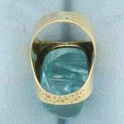 Aquamarine Statement Ring In 18k Yellow Gold