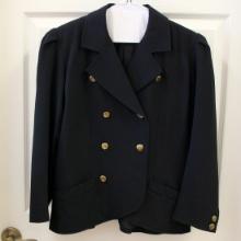Saint Laurent Ysl Rive Gauche Black Iconic Military Double Breasted Button Jacket 42