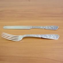 Antique Wood And Hughes Sterling Silver Fork And Knife Set