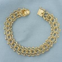 Wide Loop Bead Charm Bracelet In 14k Yellow Gold
