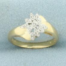 Diamond Leaf Nature Design Ring In 14k Yellow Gold