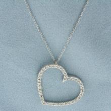Diamond Heart Necklace In 18k White Gold Heart And 14k White Gold Chain