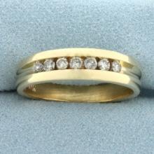 Mens Channel Set Diamond Wedding Or Anniversary Band Ring In 10k Yellow Gold