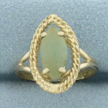 Jade Solitaire Ring In 10k Yellow Gold