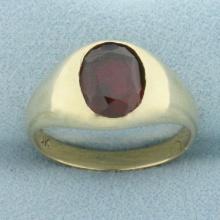 Mens Vintage Lab Ruby Ring In 10k Yellow Gold