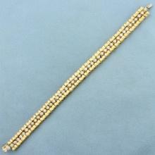 Tank Track Diamond Line Tennis Bracelet In 14k Yellow Gold