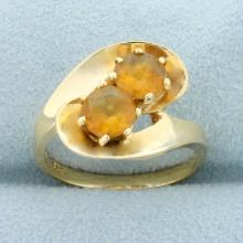 Golden Citrine Toi Et Moi Ring In 14k Yellow Gold