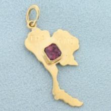 Thailand Ruby Charm Or Pendant In 18k Yellow Gold