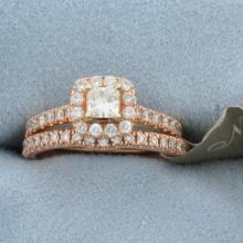 Neil Lane Princess Diamond Engagement Ring And Wedding Band Bridal Set In Rose Gold