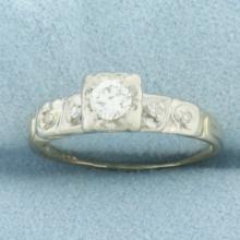 Vintage Diamond Engagement Ring In 14k Yellow And White Gold