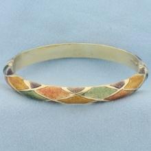 Italian Enamel Harlequin Bangle Bracelet In 14k Yellow Gold