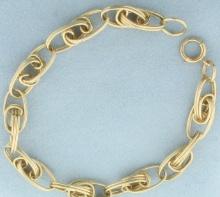 Designer Oval Double Link Bracelet In 14k Yellow Gold