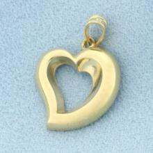Unique Heart Pendant In 14k Yellow Gold