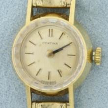 Certina Swiss Windup Watch In 14k Solid Yellow Gold Case