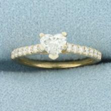 Heart Diamond Engagement Ring In 14k Yellow Gold