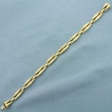 Italian Designer Elongated Diamond Link Bracelet In 14k Yellow Gold
