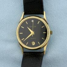 Vintage Mens Baylor Diamond Quartz Watch In Solid 14k Yellow Gold Case