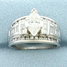 Marquise Diamond Engagement Ring In 14k White Gold