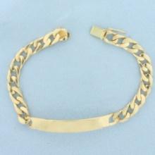 Curb Link Id Name Bracelet In 14k Yellow Gold