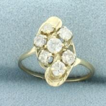 Diamond Cocktail Ring In 10k Yellow Gold