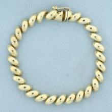 Italian San Marco Macaroni Link Bracelet In 14k Yellow Gold