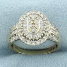 Diamond Target Halo Ring In 10k Yellow Gold