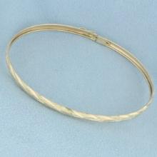 Sandblast Finish Bangle Bracelet In 10k Yellow Gold