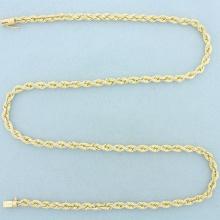 24 Inch Rope Link Chain Necklace In 14k Yellow Gold