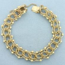 Rope Circle Link Charm Bracelet In 14k Yellow Gold