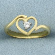 Diamond Heart Ring In 18k Yellow Gold