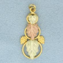 Black Hills Gold Leaf Charm In 10k Yellow, Green, And Rose Gold